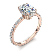 Bague Sofia solitaire diamant ovale et diamants ronds 1.25 carat or rose